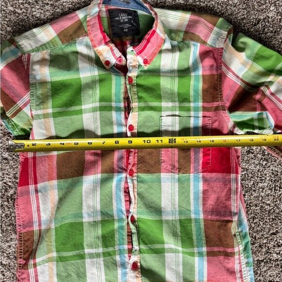 Men’s red and green plaid button down shirt - Picture 3 of 3